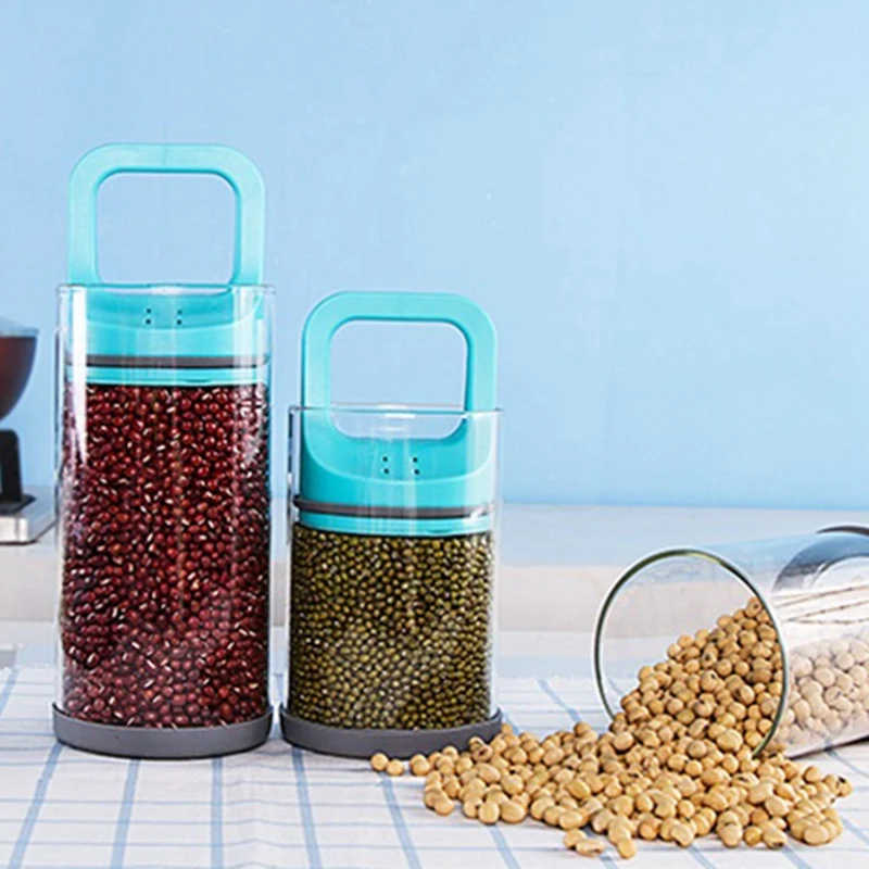 ABUI-2Pcs тянуть Тип Стекло Еда хранения Bottlevacuum Герметичный Бак Творческий термостойкие разное зерна хранения бак для хранения