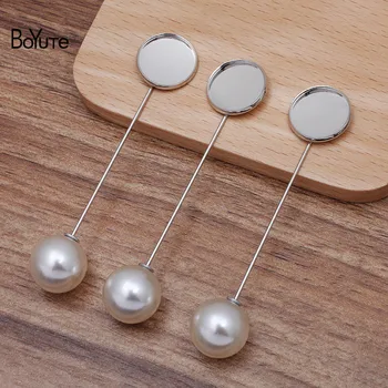

BoYuTe (20 Pieces/Lot) Fit 16MM Cabochon Lapel Pin Blank Base with Pearl Stopper Diy Handmade Brooch Pins Jewelry Accessories