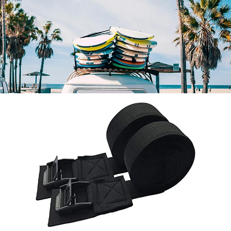 1 pair Kayak Lashing Tie Strap Surfboard Roof Rack Cam Buckle Rope Tie
