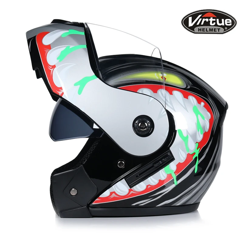 Флип-ап шлем анфас шлем motocicleta гонки casco шлемы мотокросса точка - Цвет: e1