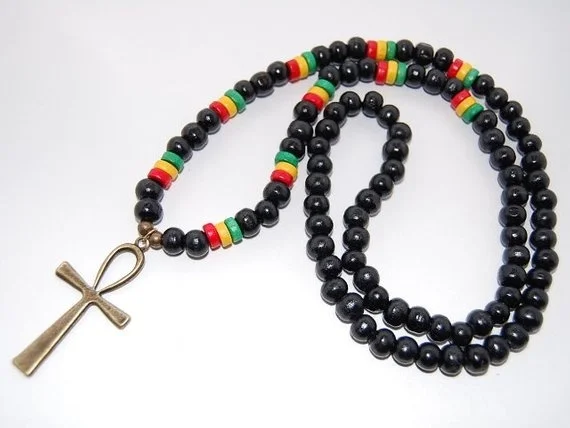 Rasta Men's Ankh Necklace Ankh Cross Necklace,wood Necklace