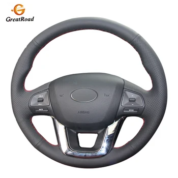 

Black Artificial Leather DIY Hand-stitched Car Steering Wheel Cover For Kia K2 2010-2016 Kia Rio 2011-2016