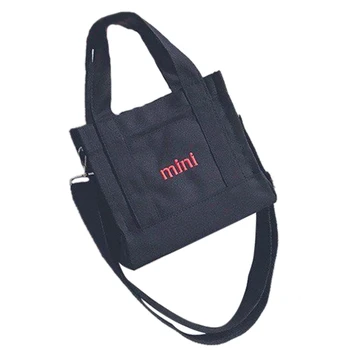 

Korean Version Of The Embroidery Letter Canvas Shoulder Bag Handbag Simple Wild Girl Shoulder Bag Diagonal Cross Bag Black