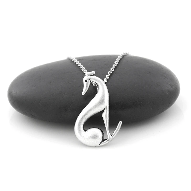 1 Piece Vintage Italian Greyhound Dog Charm Pendant Necklace Long Chain Grey Hound Pet Lover Necklaces For Women Men Jewelry | Украшения и