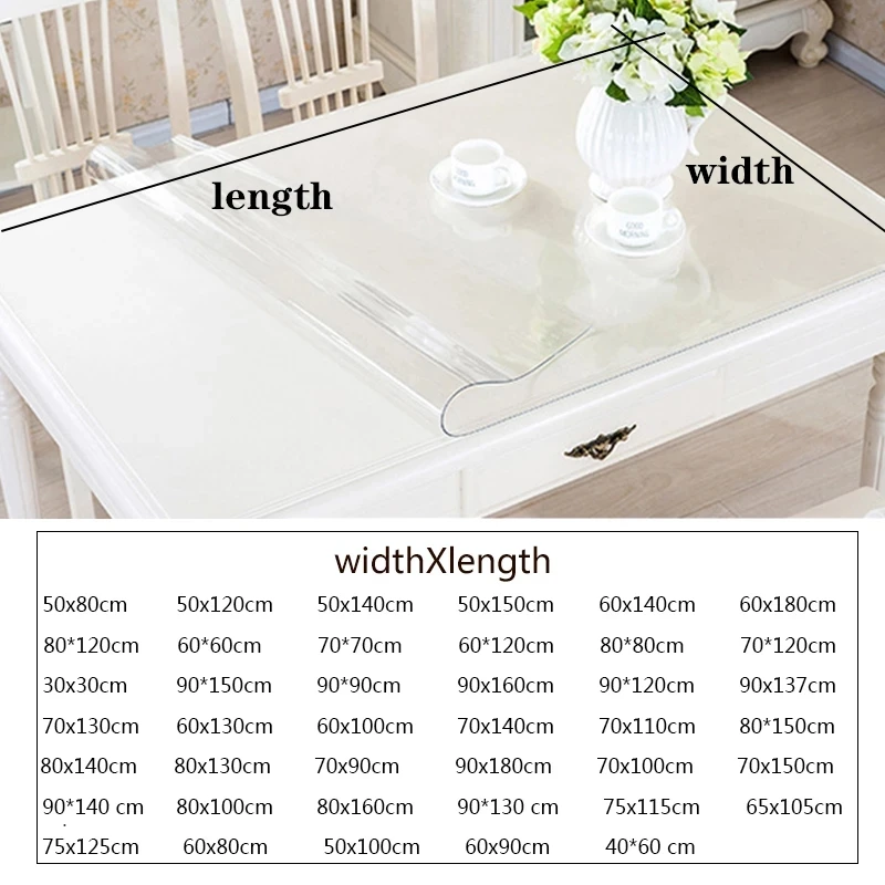 Soft Glass Tablecloth Transparent PVC Table Cloth Waterproof Oil Proof Kitchen Dining Rectangular Table Cover Clear 1.0mm rectangular tablecloth table cloth