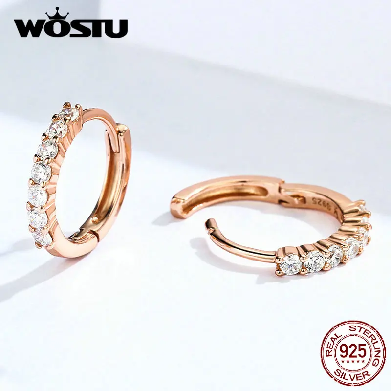 WOSTU горячая Распродажа Настоящее серебро 925 пробы ослепительные CZ серьги кольца