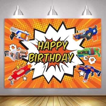 

Gun War Photography Backdrop for Game Party Dart Camo Target Background Children Adults Birthday Banner Photo Booth Studio x-27