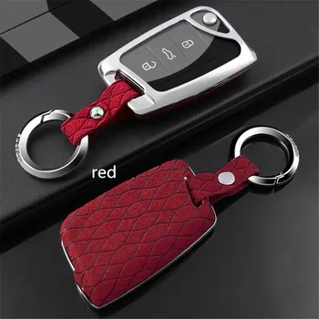 

Key Fob Shell Cover Case Genuine Leather Galvanized Alloy For Volkswagen VW Golf 7 GTI R MK7 Tiguan Carbon Fiber Car Key Bag
