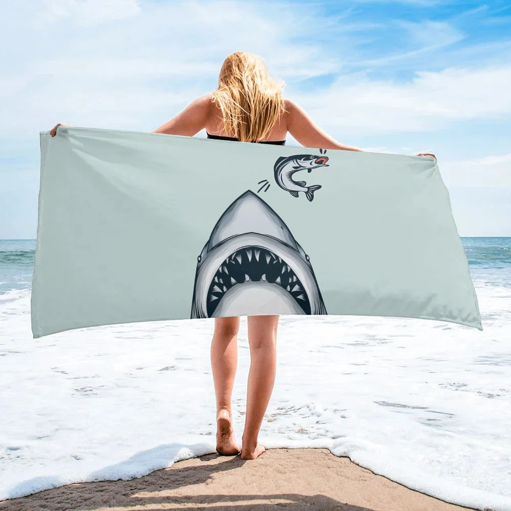 Fun Shark Shallow Water Duck Green Bath Towel Camping Bathroom Accessories Face Microfiber Beach | Дом и сад