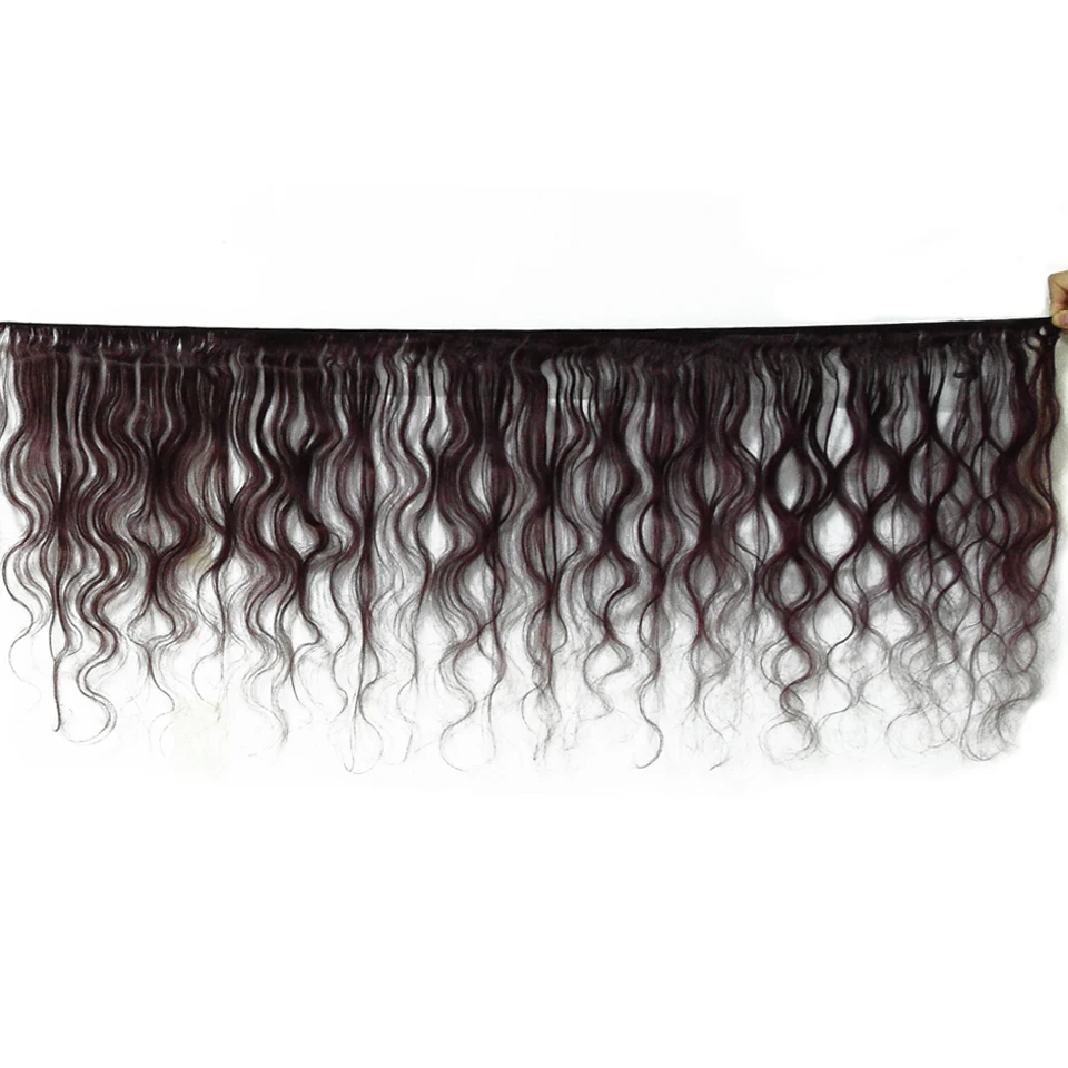  HairUGo Malaysian Body Wave Hair Bundles With Closure 99J Burgundy Ombre Human Hair Bundles With Cl