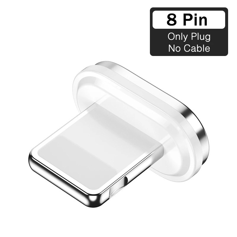 Only 8 pin Plug YKZ Магнитный кабель Micro type C светодиодный светильник 3 А Быстрая зарядка Магнитный USB C кабель для iphone samsung Xiaomi кабель для передачи данных - Цвет: Only 8 pin Plug