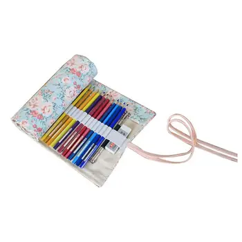

Canvas Pencil Wrap, Pencils Roll Pouch Case Hold For 48 Colored Pencils Pencils are not included-Countryside,48 Holes