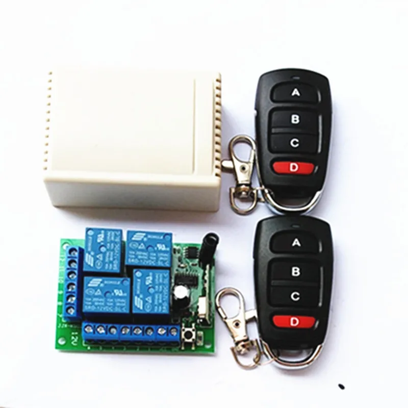 

433Mhz universal wireless remote control switch with garage door, curtains, lamps, etc. DC12V 4-channel relay receiver module an