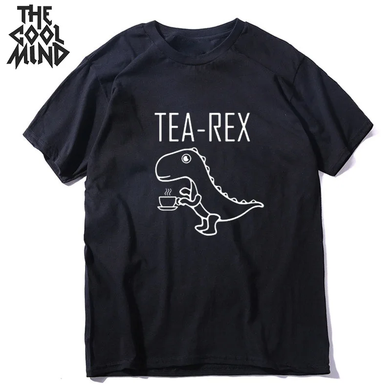Summer T-Shirt COOLMIND Tea-Rex Lovely 100%Cotton Short-Sleeve Print O-Neck Mens