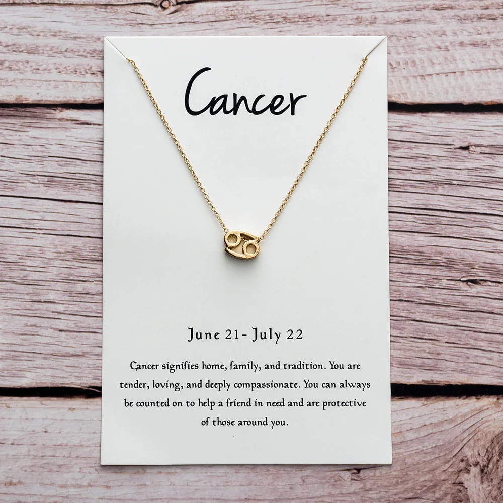 Cancer gold Модная Звезда Знак зодиака 12 Созвездие Ожерелье s& ожерелье с подвесками для женщин длинное цепное ожерелье Бижу femme - Окраска металла: Cancer gold