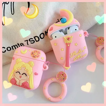 

Cute Sailor Moon Silicone Case For Apple Bluetooth Airpods Headset Set PC Cartoon Pattern Headphone Accessories
