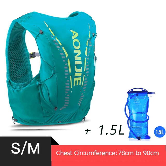 AONIJIE C962 12L green Hydration Backpack Advanced Skin Pack Bag Vest Soft Water Bladder Flask professional running bag - Color: greenSM and bladder