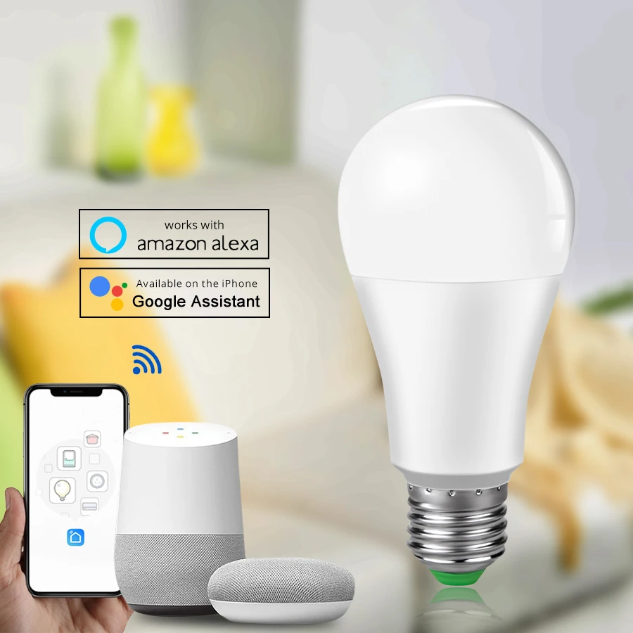 

15W Led Wifi Bulb Ampoule Intelligente E27 1800LM LED Smart Home Lighting Bulb Alexa/Google Home Assistant ISO/Android Support