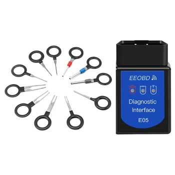 

11 Pcs Car Connector Wire Terminal Extractor Pick Crimp Pin Remove Tool & 1 Pcs E05 Obd2 Scanner