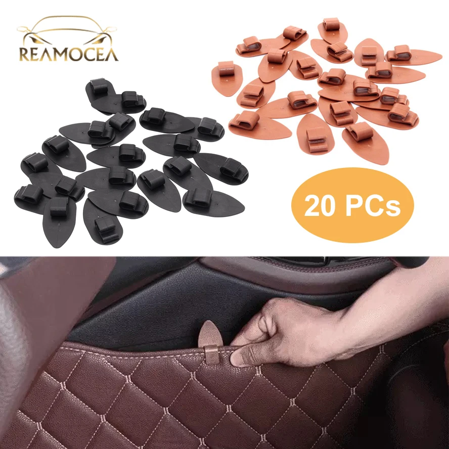 Reamocea, 20 шт., новинка, универсальный, черный, коричневый, Автомобильный интерьер, пол, багажник, ковер, подкладка, фиксатор, зажим, скользящее крепление, пластик