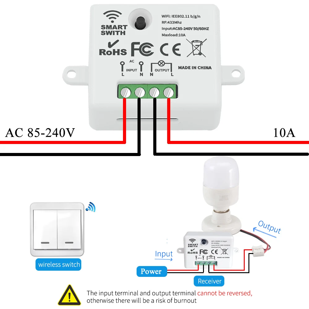 WiFi Smart Home Light Switch 220V Tuya Remote Control Timer Relay Module 433MHz Wireless Push Button Switch For Socket,LED ONOFF
