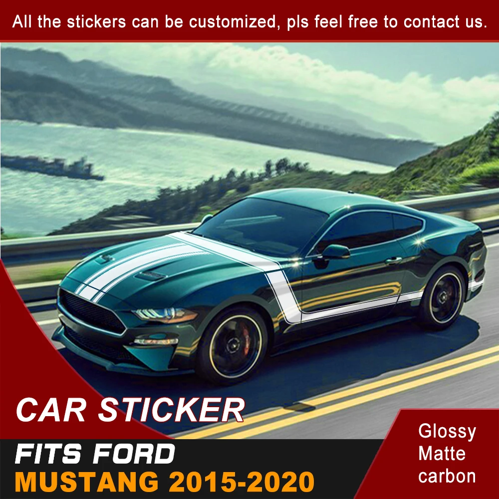Car Decals Side Body Stripe Racing Graphic Vinyl Scratch Car Stckers Custom Fit For FORD Mustang 2015 2016 2017 2018 2019 2020