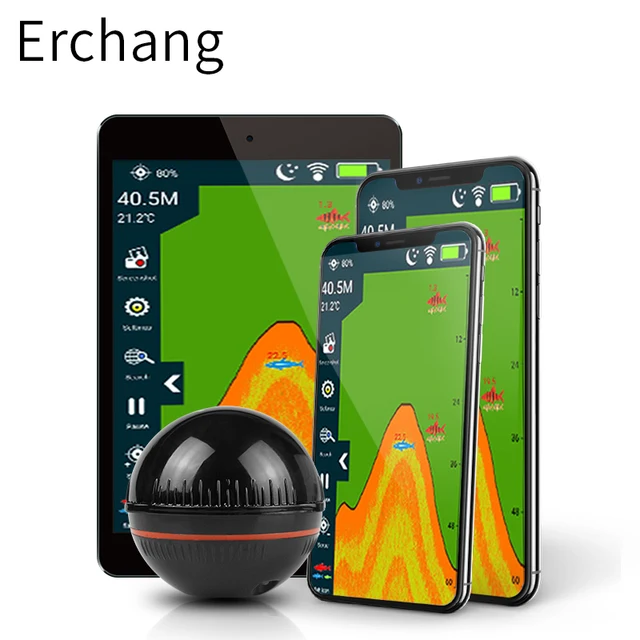 Erchang XA02 Wireless Fish Finder Portable Depth Echo Sounder 48m 160ft Detector Sonar Alarm Transducer Fishfinder