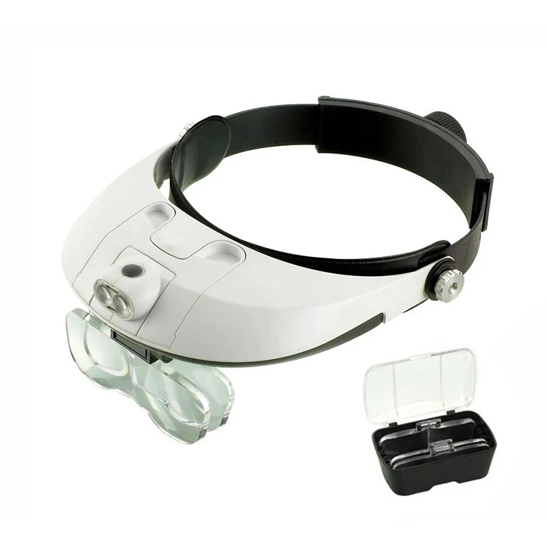 

JUNEJOUR 1.5x 2x 2.5x 3.5x Head Wearing Magnifier Headband Eyewear Repair Third Hand Helmet Magnifying Glass Spectacles