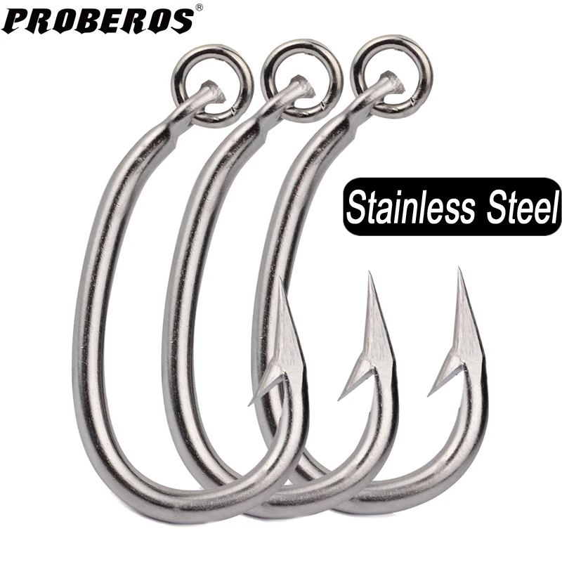 PROBEROS 3/5Pcs Saltwater Fishing Hooks Tuna 10/0-11/0-12/0-13/0-14/0-15/0-16/0# Stainless Steel Fishhooks Jigging | Спорт и