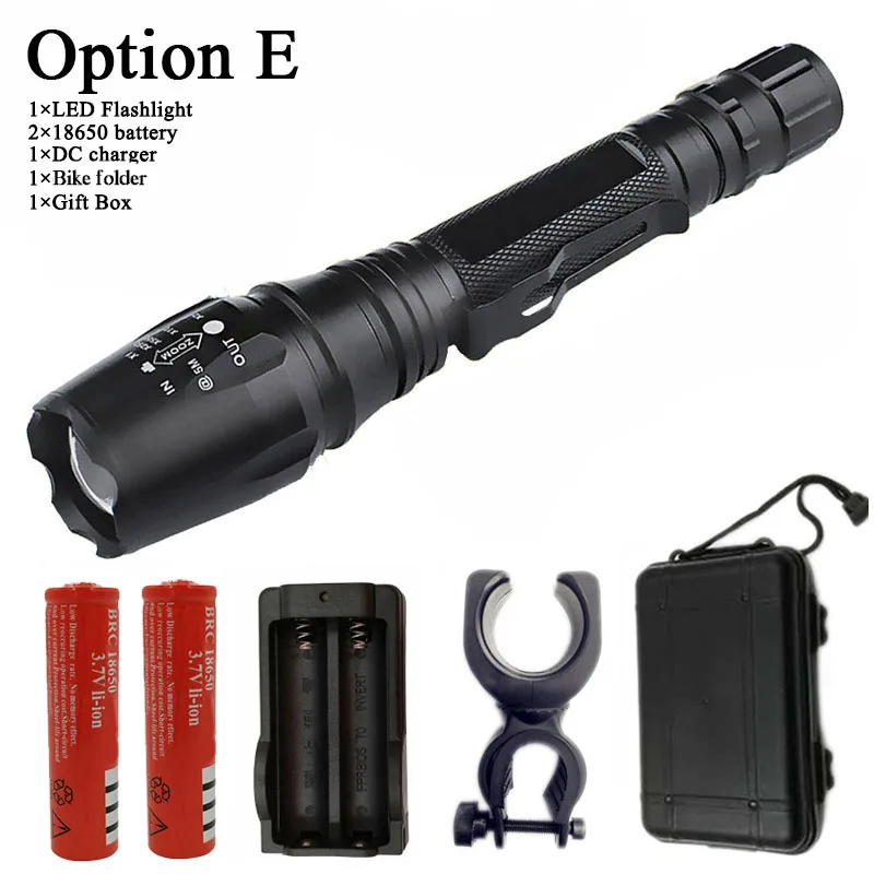 Option E Litwod CREE XHP70/XHP50/L2/T6 8000LM Z45 Мощный светодиодный вспышка светильник Охотничий Тактический Водонепроницаемый Фонарь велосипедный светодиодный светильник 1*18650 - Испускаемый цвет: Option E