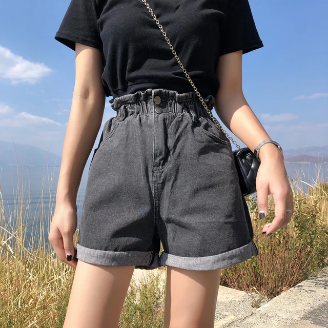 Flectit High Waist Denim Shorts Mom Fit 