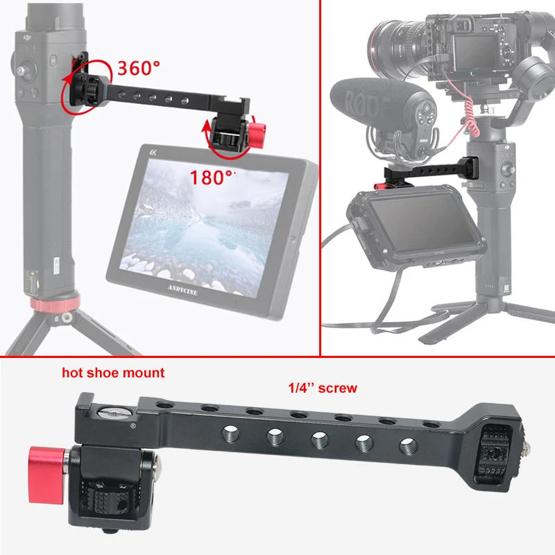 Для Dji Ronin S SC ZHIYUN Weebill Crane 3 Стабилизатор камеры монитор Стенд баркет с 1/4 ''Горячий башмак Mic Flash Light Stand Holder