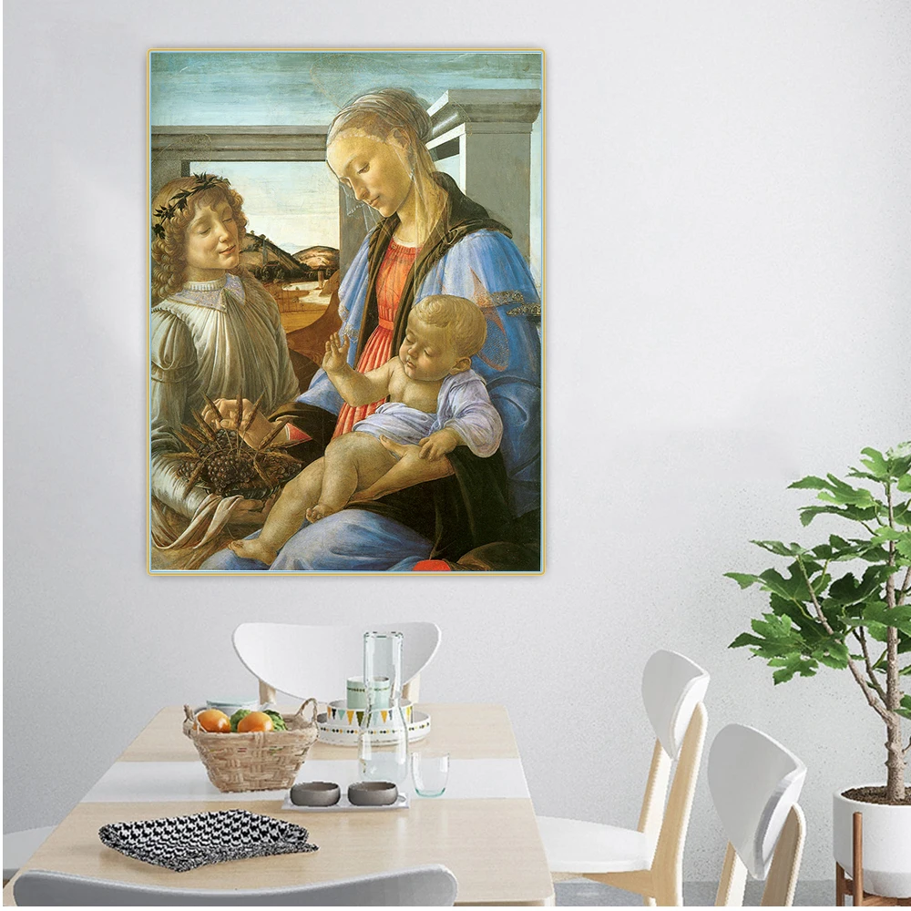 Цитон Сандро Botticelli Virgin девственница и ребенок с ангелом Canvas Холст Картина маслом