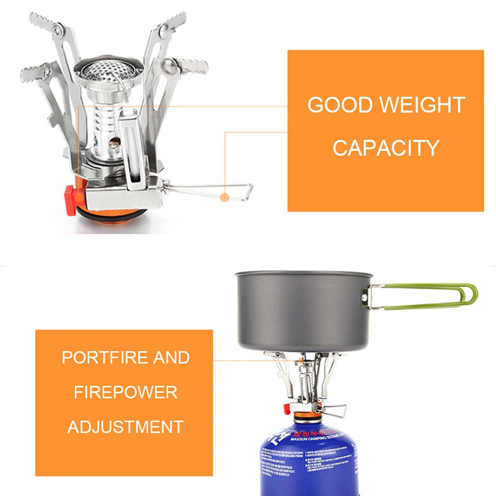 

New Ultralight Camping Cookware Outdoor Stove Tableware Pot Pan Set Cooking Bowl Pot Pan Mini Gas Stove Spoon Fork Hiking Picnic