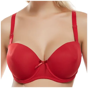 

6PC Gathered Bra pure color sexy bra plunge Lingerie girl bra gather chest push up bras beauty lovely bras brassiere#g40