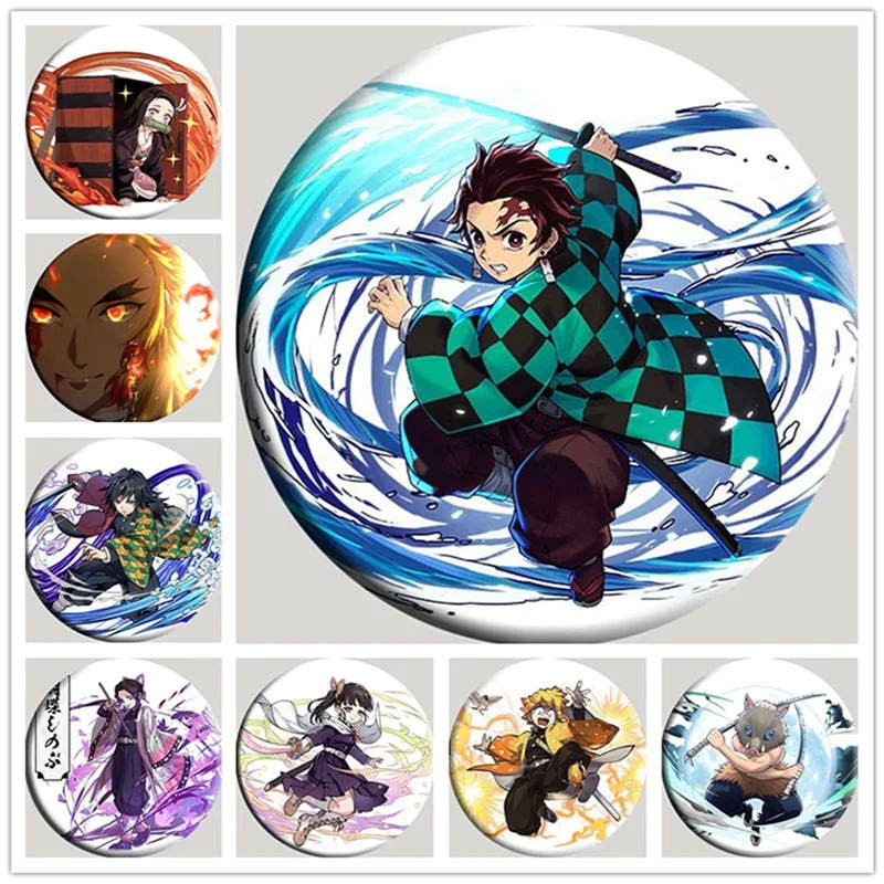

Anime Demon Slayer: Kimetsu No Yaiba Badges On A Backpack Nezuko Anime Icons Pins Badge Decoration Brooches Metal Badges