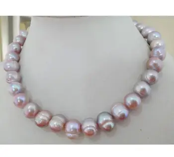 

Jewelry Free Shipping gorgeous baroque 12-13mm south sea lavender pearl necklace 18"925silver