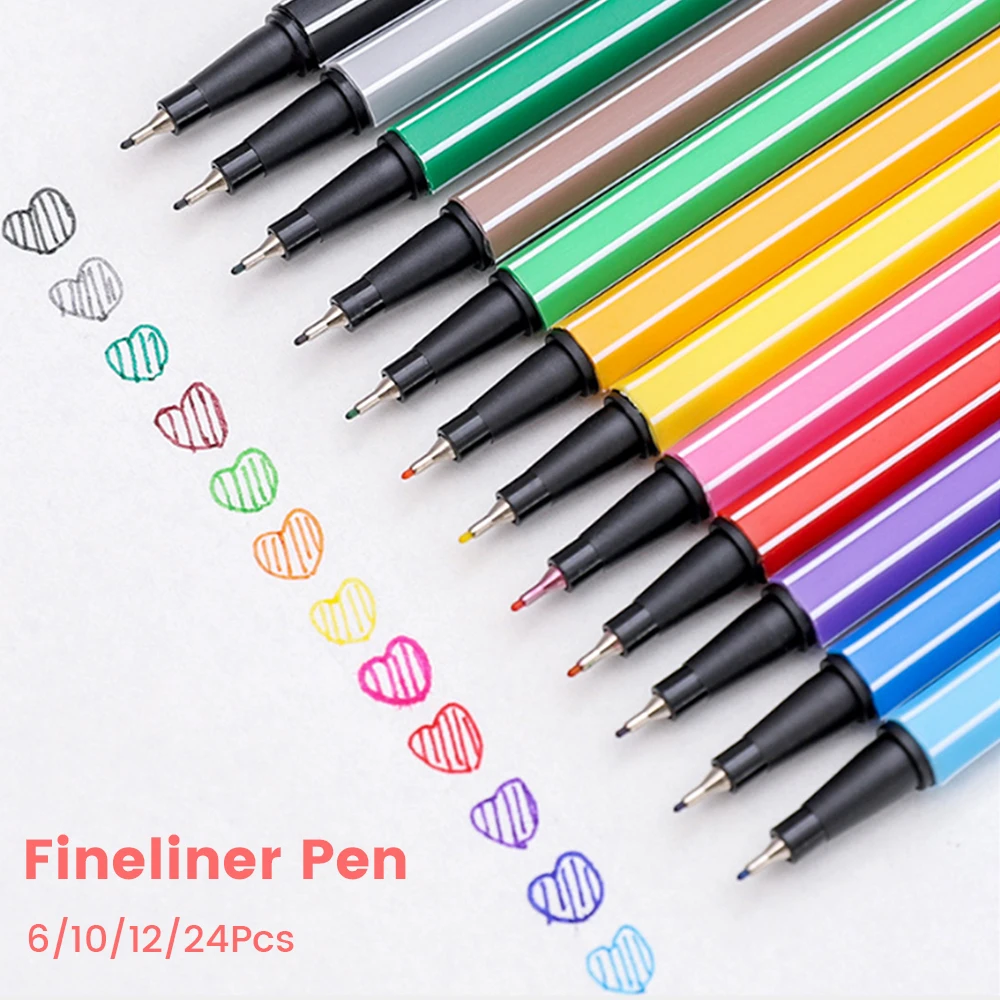 

6/10/12/24 Colors FineLiner Drawing Painting Art Markers Pens Watercolor Fineliner Drawing Painting Pens School Supplies