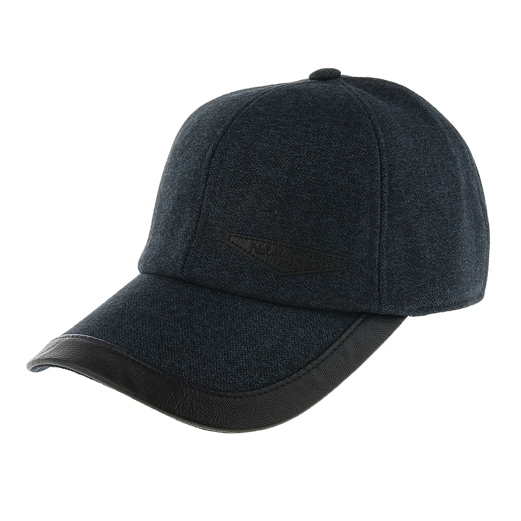 Fashion Vintage Men's Winter Autumn Warm Woolen Peaked Baseball Cap Hat with Foldable Earmuffs