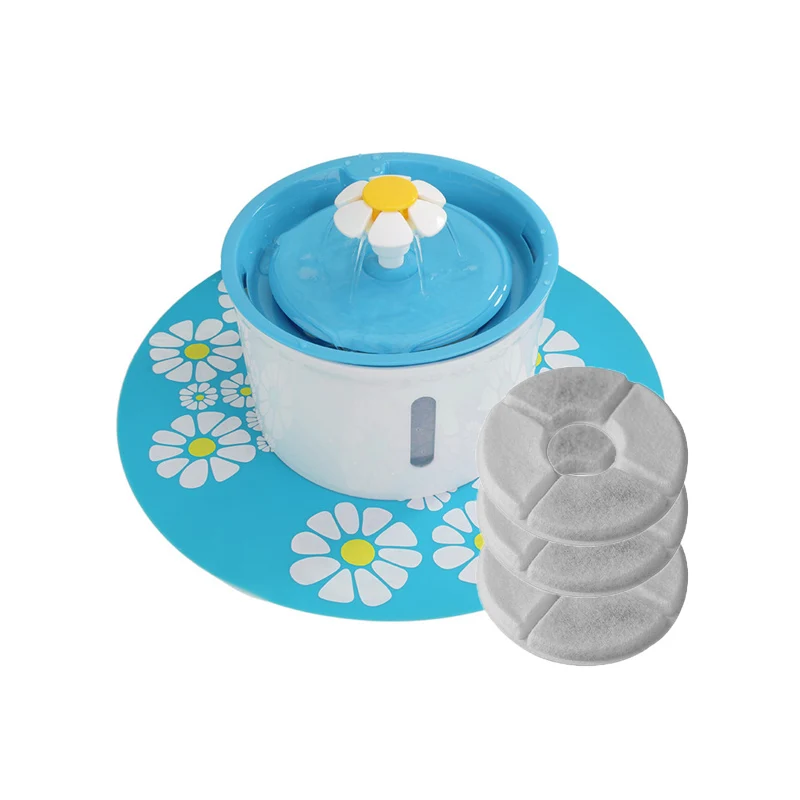 blue mat 4 filter Автоматическая кошка собака питомец фонтан миска для домашних животных кошек питьевой цветок диспенсер воды Petsafe напиток с фильтрами Pet фонтан воды - Цвет: blue mat 4 filter