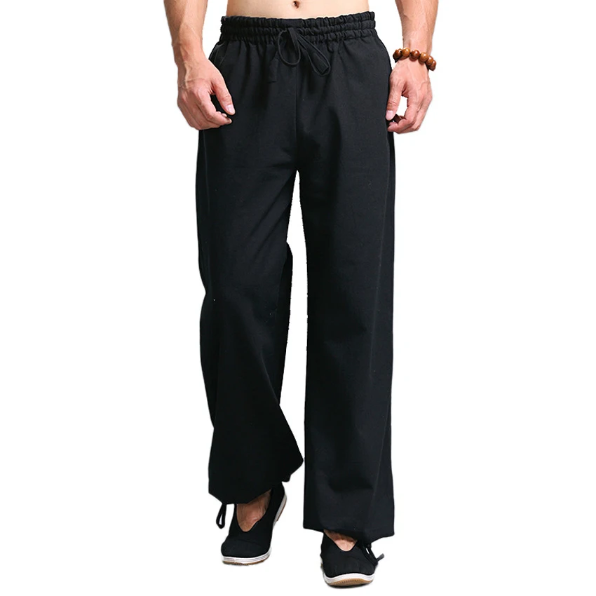 Casual Harem Pants Men Jogger Pants Chinese Traditional Harajuku Kung Fu Tang Suit Tai Chi Uniform Cotton Linen Trousers men hanfu pants