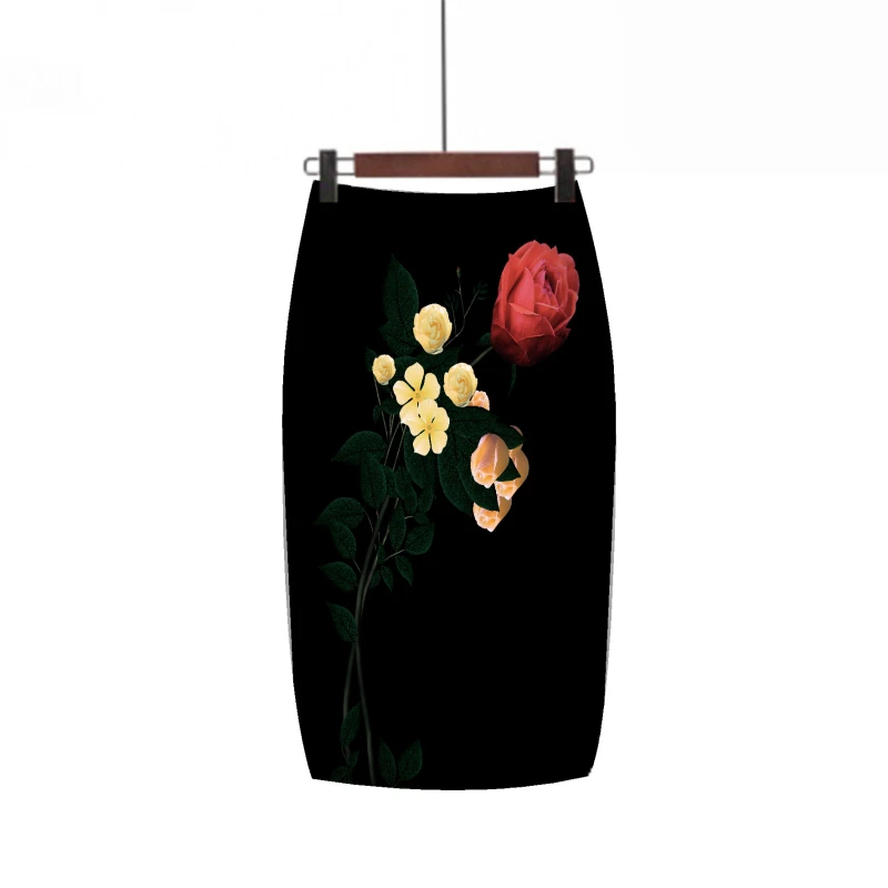 Для женщин офисная юбка-карандаш 50s ретро Винтаж принт юбки Повседневное элегантное облегающее Офисные женские туфли по колено мини-юбка