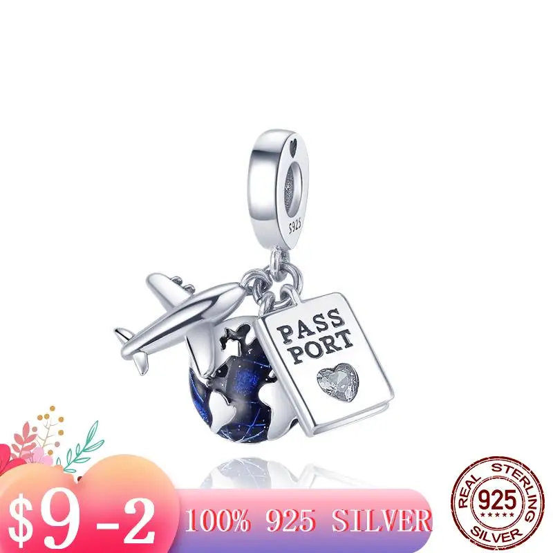 Браслет Pandora женский из серебра 925 пробы с самолетом и землей | Украшения