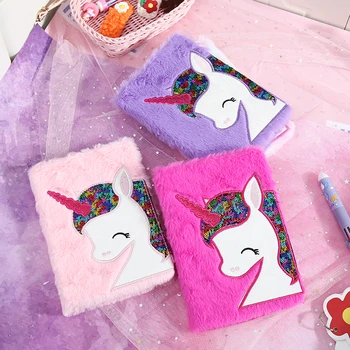 

Winter New Plush Student Notebook Cartoon Unicorn Notepad With Line Creative Diary Book For School Weekly Plan Memo School Book