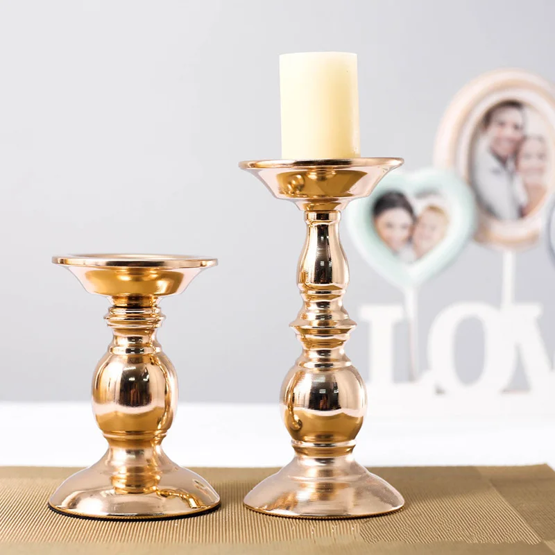 10pcs/Lot Table Candle Holder Plating Metal Candlestick Geometric Romantic Candle Holders for Wedding Dinner Decoration ZZT045