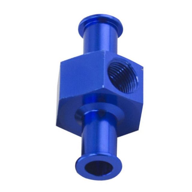 Metal Fuel Pressure Gauge Inline Barb Adapter Connector with 1/8" Port Blue/Black