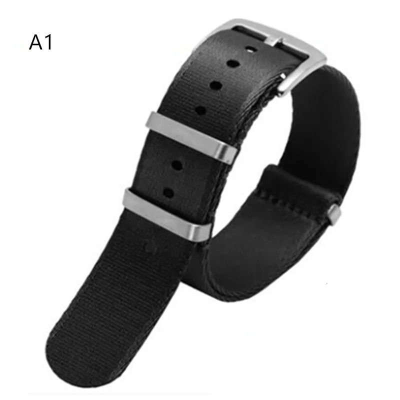 A1silver Clasp Нейлоновый ремешок для наручных часов Nato военный французский парашют сумка эластичный мужской нейлоновый ремешок для часов 20 22 мм для кварцевых механических часов - Цвет ремешка: A1silver Clasp