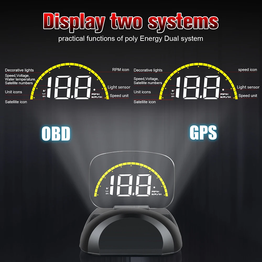 Автомобильный C700s Hud Дисплей Obdii+ gps Предупреждение предупреждение о превышении скорости зеркало цифровой проекционный Автомобильный дисплей