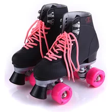 Роликовые коньки, роликовые коньки на парных колесах для женщин и взрослых, двухлинейная обувь для катания на коньках с черными и розовыми полиуретановыми 4 колесами