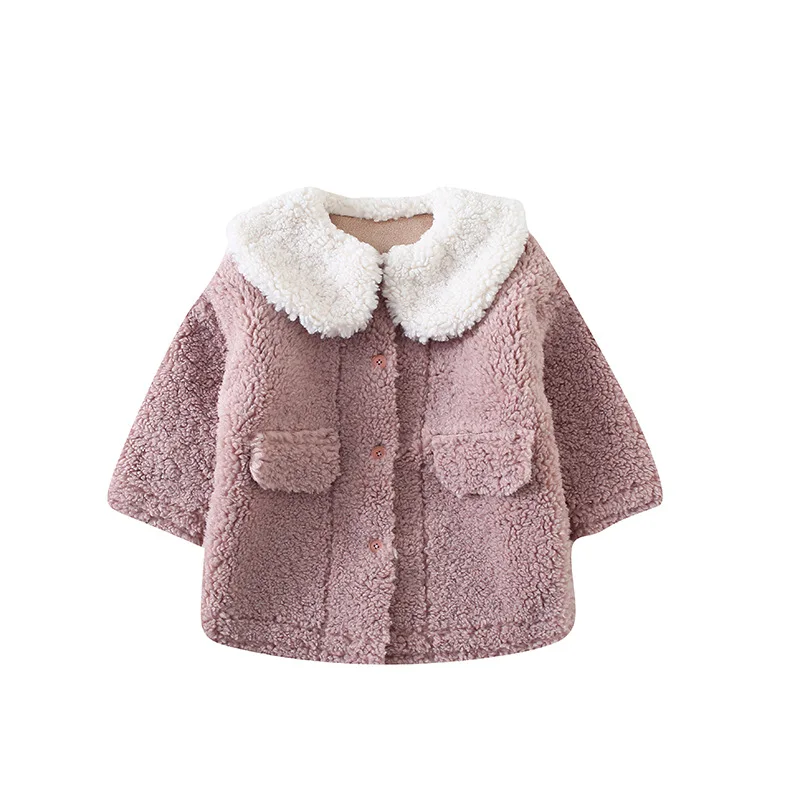 Зимняя теплая детская одежда для девочек, пальто для детей, верхняя одежда из меха ягненка, детская куртка, плотная От 1 до 5 лет, детские пальто